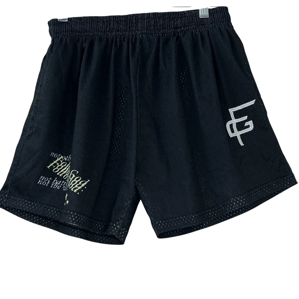 Follow‎ God Chicago Men's Black Mesh Basketball Shorts Small FG Logo Graphic